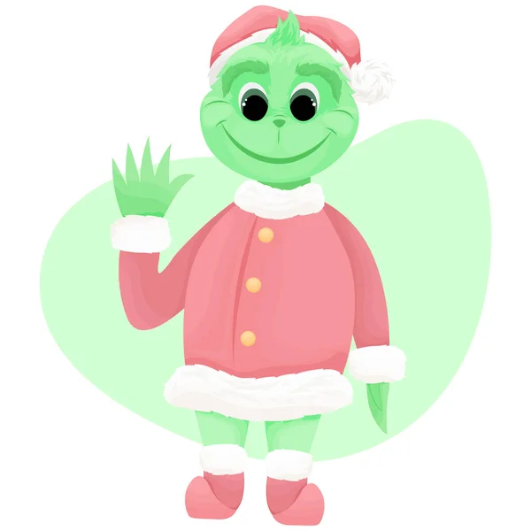 Grinch Ilustración Tonos Claros Lindo Personaje Navidad — Vector de stock