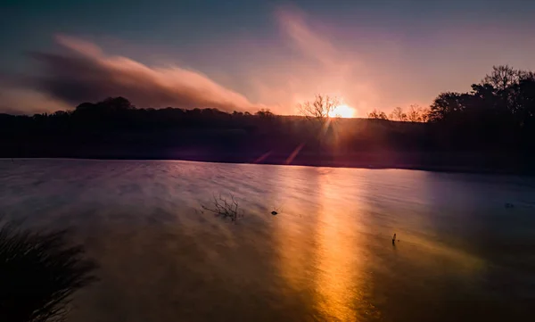 Sonnenuntergang Über Dem See Morgen — Stockfoto