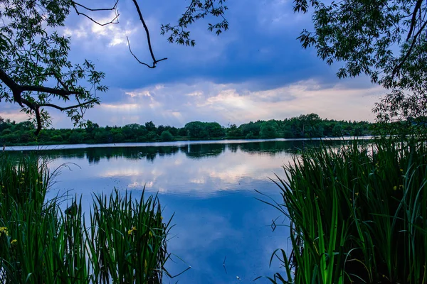 Gölü ve nehri olan güzel yaz manzarası