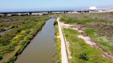 Botanik parkında nehir boyunca uçmak