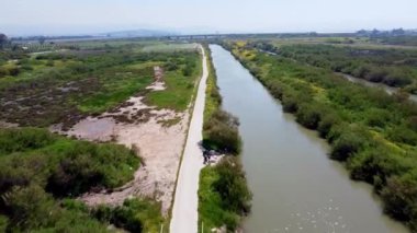 Botanik parkında nehir boyunca uçmak
