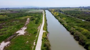 Botanik parkında nehir boyunca uçmak