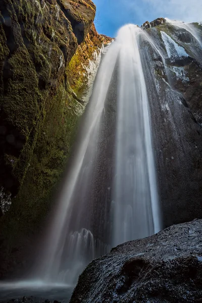 Cascada Secreta Gljufrabui Escondida Una Cueva Islandia — Foto de Stock