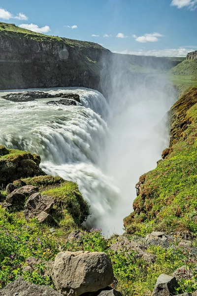 冰岛Gullfoss瀑布的冰岛夏季景观 — 图库照片