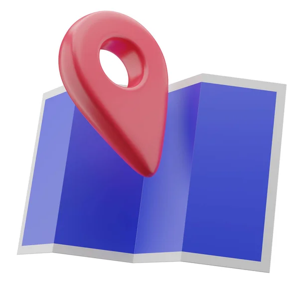 Illustration Blue Map Red Pinpoint Icon Isolated White Background —  Fotos de Stock