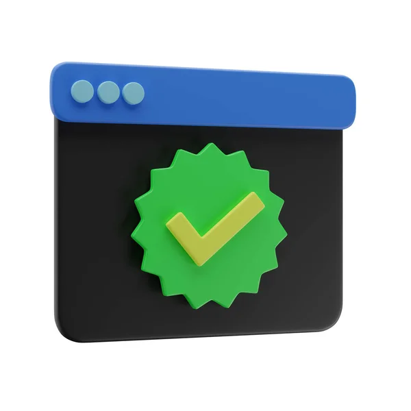 Illustration Black Dark Mode Window Verified Icon Badge — 스톡 사진