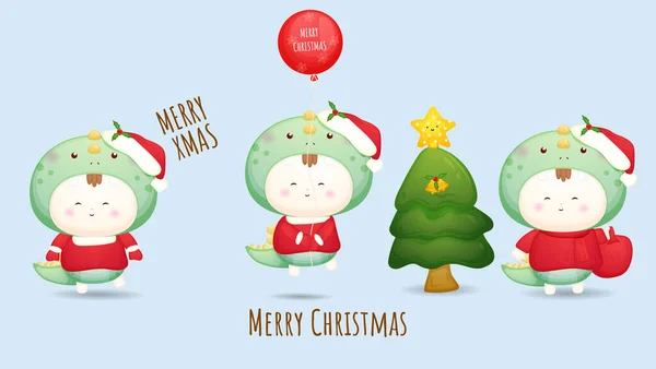 Cute Doodle Baby Santa Dla Wesołych Świąt Ilustracji Zestaw Premium — Wektor stockowy