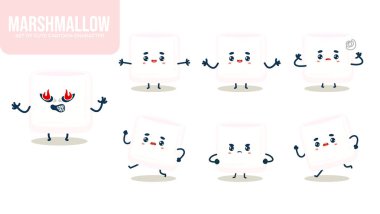 Değişik pozları olan bir dizi tatlı şekerleme çizgi film karakteri.