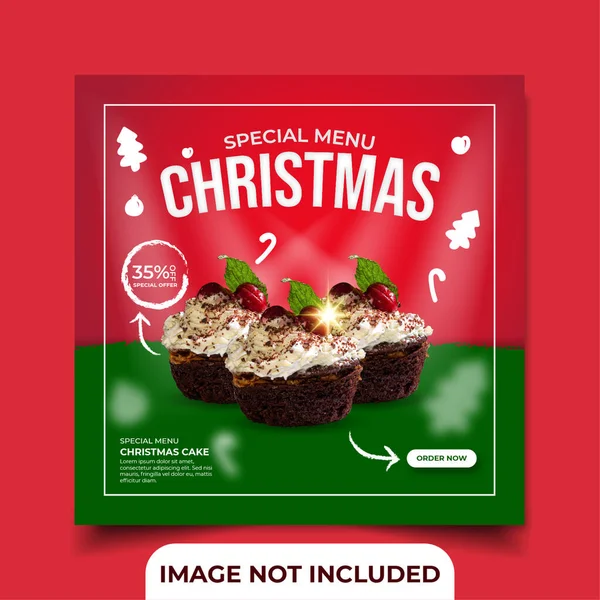 Speciale Kerst Taart Voedsel Menu Social Media Post Vierkante Banner — Stockvector