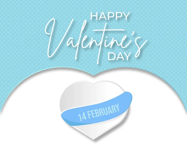 Happy Valentine Greeting Card Heart Blue Dotted Background Greeting Text — Stockový vektor