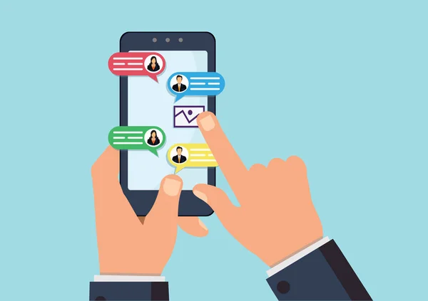 Digitaal Elektronisch Chatten Mobiele Telefoon Online Chatberichten Sms Bericht Mobiele — Stockvector