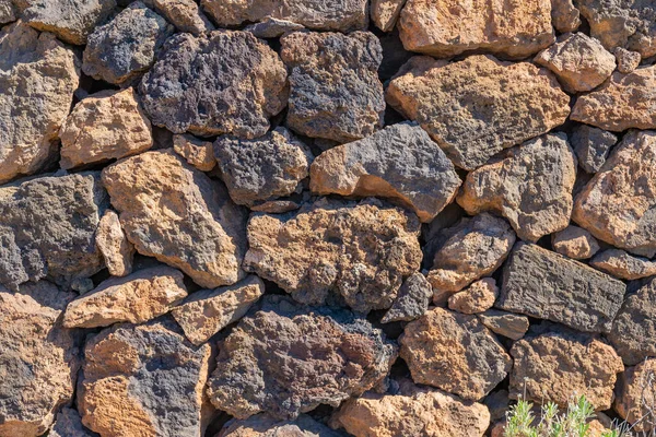 Stone Wall Made Volcanic Material Hike Foot Mount Teide Volcano — Stockfoto