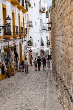 Ibiza, Balearic islands, Spain - October 14, 2021, Narrow street in Ibiza old town, Spain