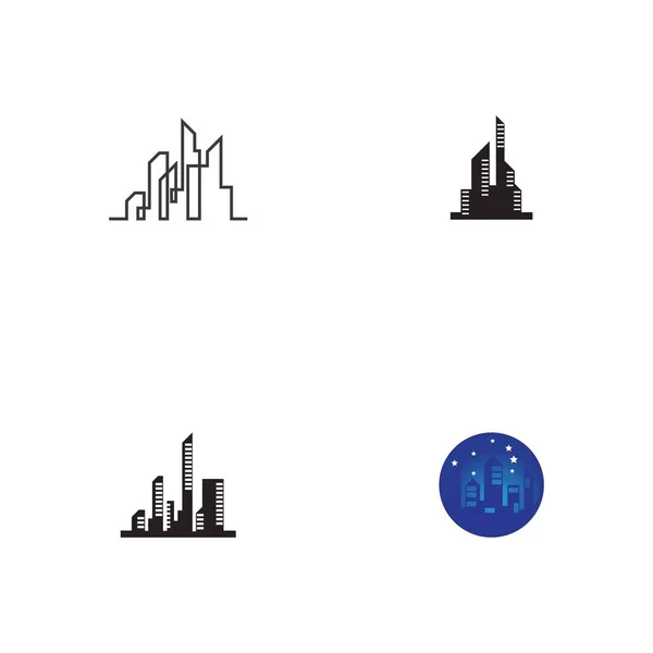Stad Skyline Vector Illustratie Template Ontwerp — Stockvector