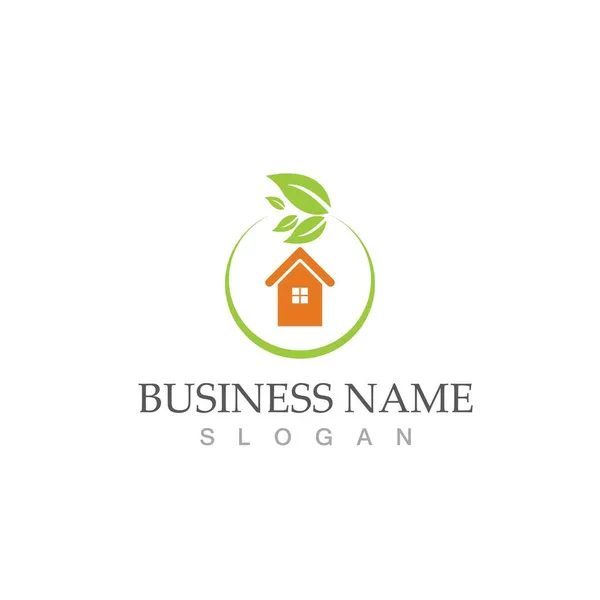 Groen Huis Logo Vector Illustratie Template Ontwerp — Stockvector