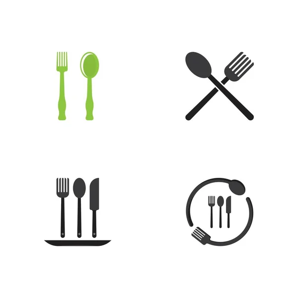 Fork Spoon Icon Vector Template Design — Stock Vector