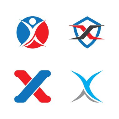 X Harfi Logo Şablonu vektör resimleme tasarımı