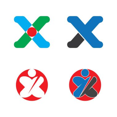 X Harfi Logo Şablonu vektör resimleme tasarımı