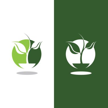 Yeşil ağaç yaprağı ekoloji doğa elementi vektörü logoları