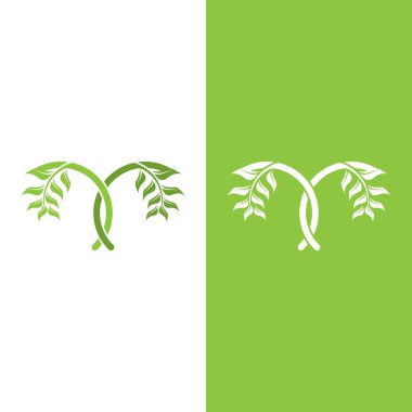 Yeşil ağaç yaprağı ekoloji doğa elementi vektörü logoları