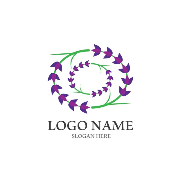 Taze lavanta çiçeği logo vektörü düz tasarım