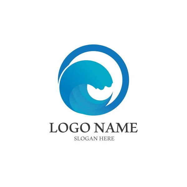 Хвильовий Пляж Векторні Ілюстрації Логотип Дизайну — стоковий вектор