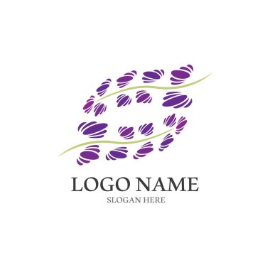 Taze lavanta çiçeği logo vektörü düz tasarım