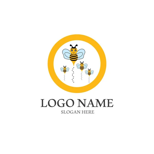 Bee Logo Vector Icon Illustration Design — Stock Vector