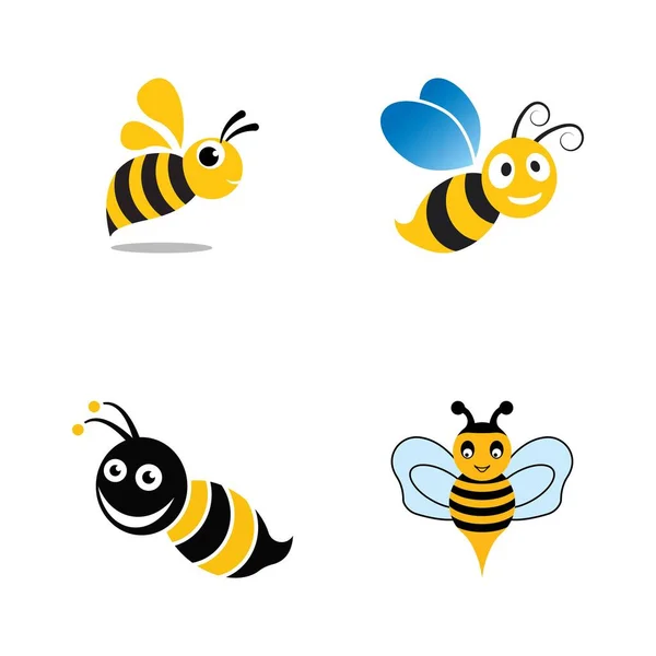 Bee Logo Vector Icon Illustration Design — Stock Vector