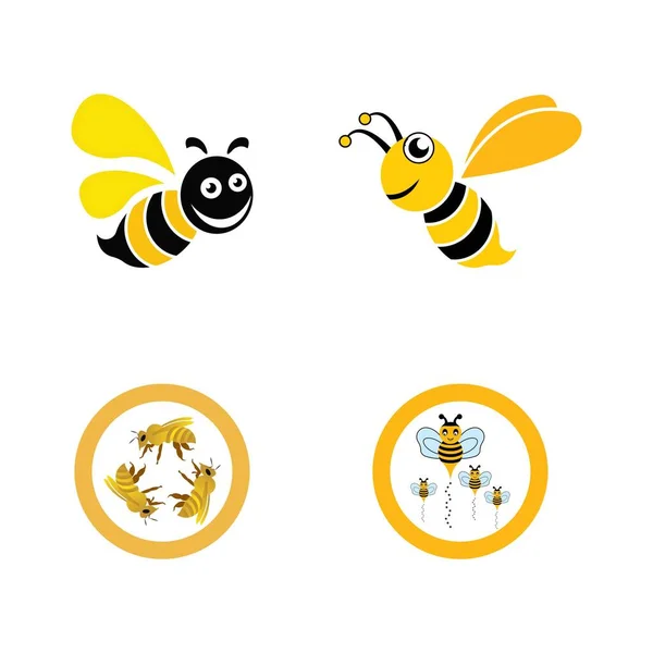 Bee Logo Vector Icon Illustration Design — Stock Vector