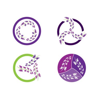 Taze lavanta çiçeği logo vektörü düz tasarım
