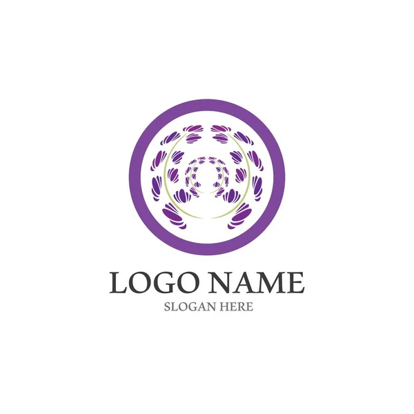 Fraîche Lavande Fleur Logo Vecteur Plat Design — Image vectorielle