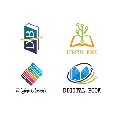 Dijital kitap logo teknolojisi vektör ikonu tasarımı