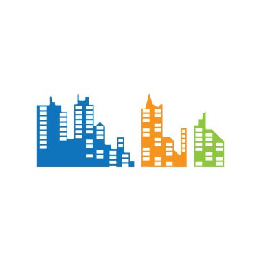 Modern City silueti. Şehir silueti. Düz tasarımda vektör illüstrasyonu