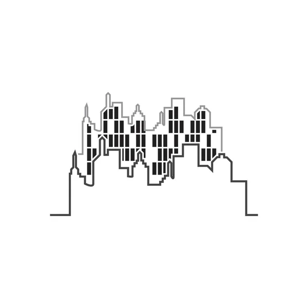 Ciudad Moderna Skyline Silueta Ciudad Ilustración Vectorial Diseño Plano — Vector de stock