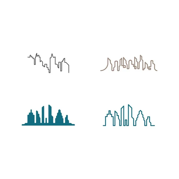 Ciudad Moderna Skyline Silueta Ciudad Ilustración Vectorial Diseño Plano — Vector de stock