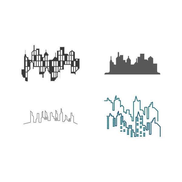 Ciudad Moderna Skyline Silueta Ciudad Ilustración Vectorial Diseño Plano — Vector de stock