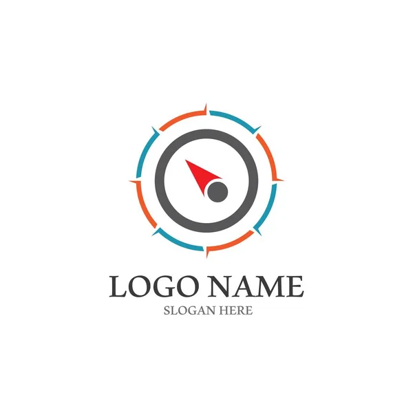 Bússola Logotipo Modelo Vetor Ícone Ilustração Design —  Vetores de Stock