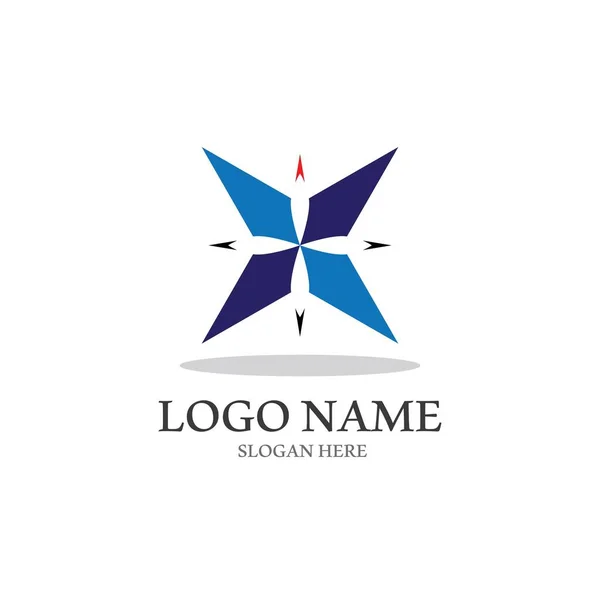 Kompass Logo Template Vektor Symbol Illustration Design — Stockvektor
