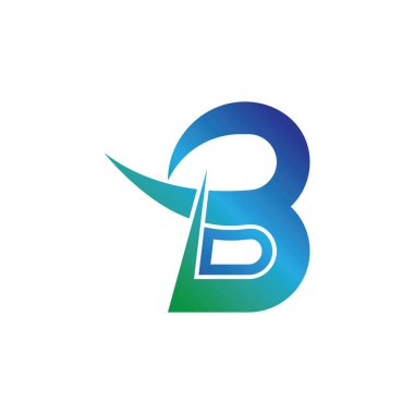 B Harfi logo şablonu vektör çizimi