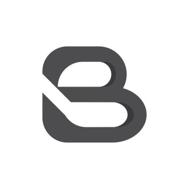 B Harfi logo şablonu vektör çizimi
