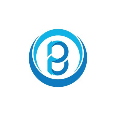 B Harfi logo şablonu vektör çizimi