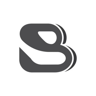 B Harfi logo şablonu vektör çizimi