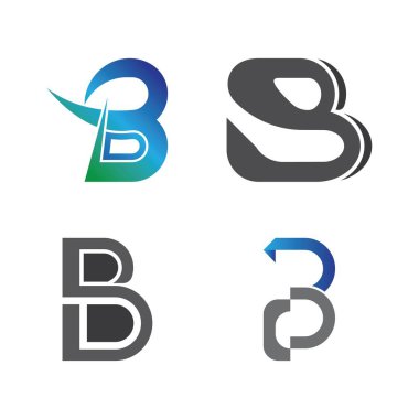 B Harfi logo şablonu vektör çizimi