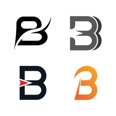 B Harfi logo şablonu vektör çizimi