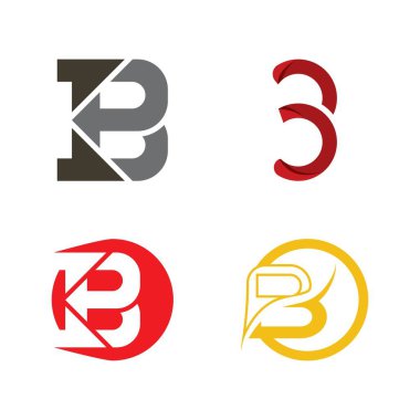 B Harfi logo şablonu vektör çizimi