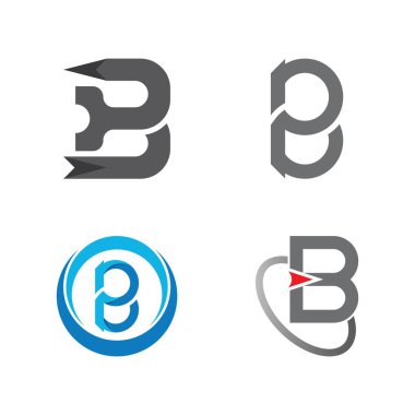 B Harfi logo şablonu vektör çizimi
