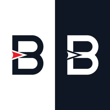 B Harfi logo şablonu vektör çizimi