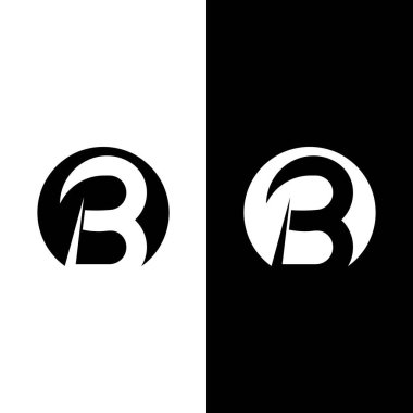 B Harfi logo şablonu vektör çizimi