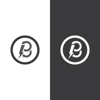 B Harfi logo şablonu vektör çizimi